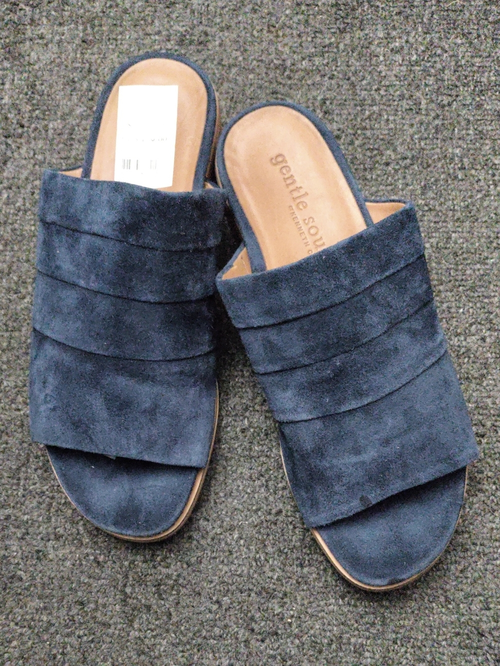 Gentle Souls Navy Suede Slide Sandals